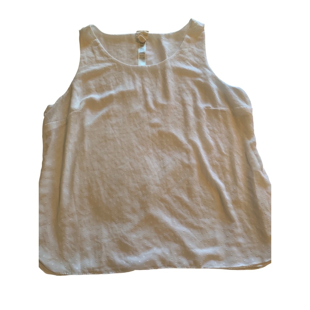 Chicos White Clip Dot Tank Top Sleeveless Scoop Neck Chiffon Blouse Size 3 =XL